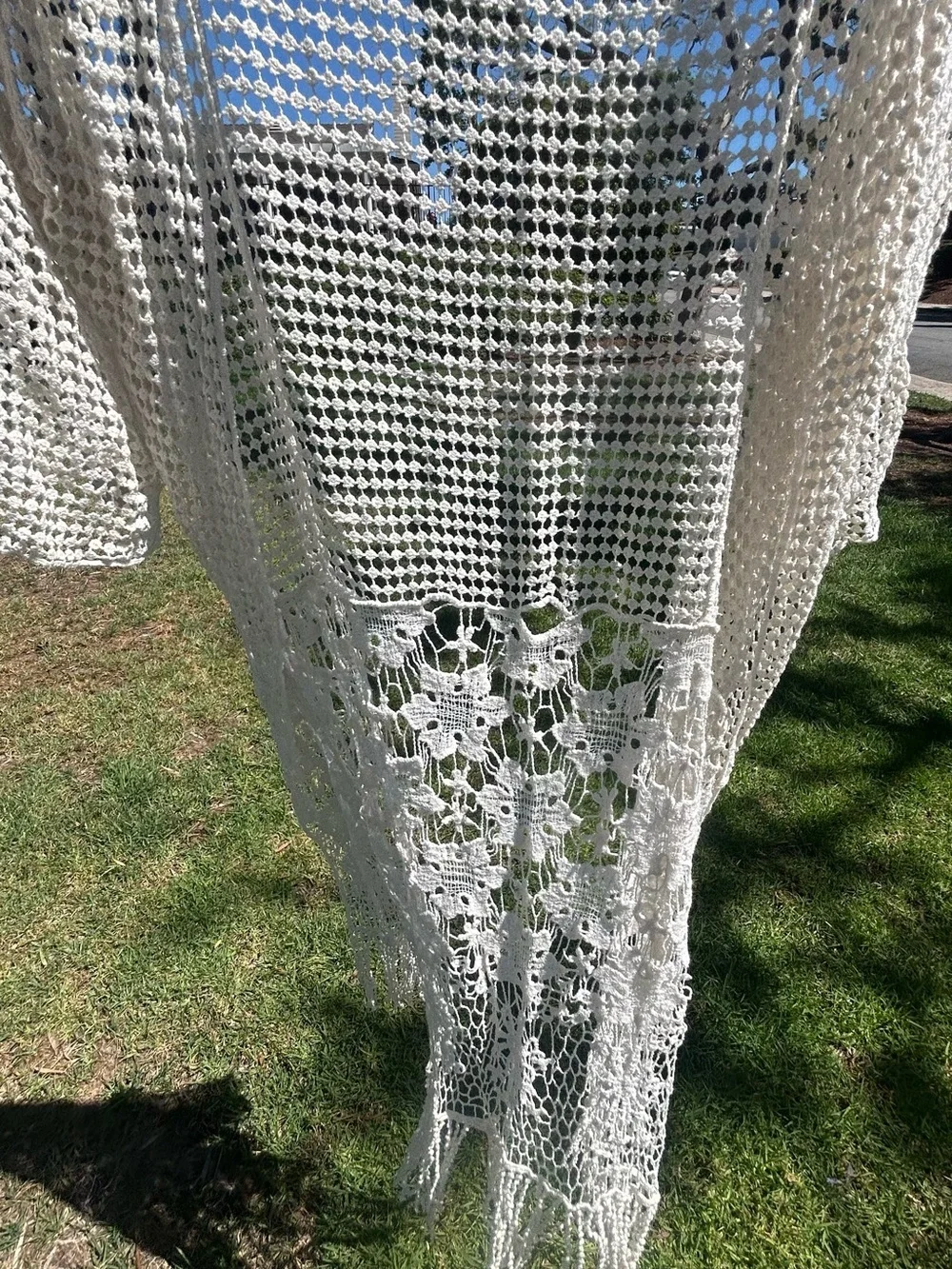 Raj Ivory Crochet Open-Weave Kimono